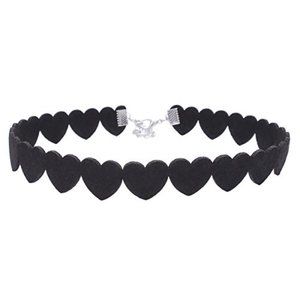 *NEW* LACE HEART LEATHER VELVET CHOKER NECKLACE